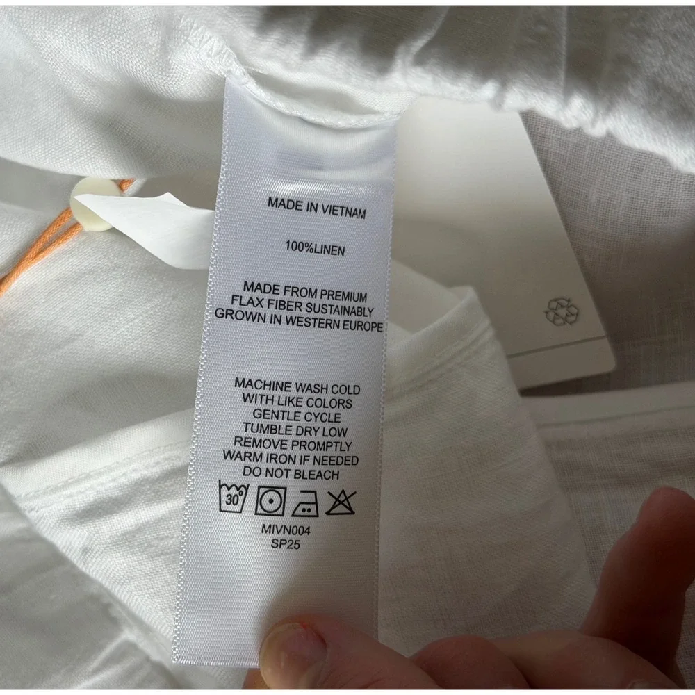 Quince Pants 100% European Linen Pull On NEW White 2X